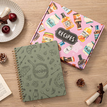Load image into Gallery viewer, COFICE Recipe Book to Write in Your Own Recipes 9.5" x 11.25" PU Leather Cover Notebook with Stickers Gift Box Cookbook Journal, Dark Green