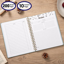 Load image into Gallery viewer, COFICE Recipe Book to Write in Your Own Recipes 9.5" x 11.25" PU Leather Cover Notebook with Stickers Gift Box Cookbook Journal, Dark Green