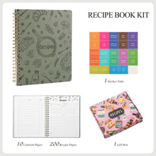 Load image into Gallery viewer, COFICE Recipe Book to Write in Your Own Recipes 9.5" x 11.25" PU Leather Cover Notebook with Stickers Gift Box Cookbook Journal, Dark Green