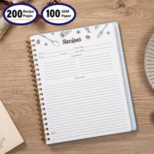 Load image into Gallery viewer, COFICE Recipe Book to Write in Your Own Recipes 9.5" x 11.25" PU Leather Cover Notebook with Stickers Gift Box Cookbook Journal, Aquamarine