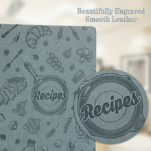 Load image into Gallery viewer, COFICE Recipe Book to Write in Your Own Recipes 9.5" x 11.25" PU Leather Cover Notebook with Stickers Gift Box Cookbook Journal, Aquamarine