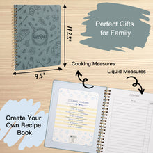 Load image into Gallery viewer, COFICE Recipe Book to Write in Your Own Recipes 9.5" x 11.25" PU Leather Cover Notebook with Stickers Gift Box Cookbook Journal, Aquamarine