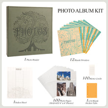 Load image into Gallery viewer, COFICE Photo Album 4x6 - 3 Ring Binder Large Picture Album Book with Index and Divider Sheets - Big Photobook with Acid-Free Pocket Sheets Holds up to 600 Photos - Elegant PU Leather Cover, Dark Green