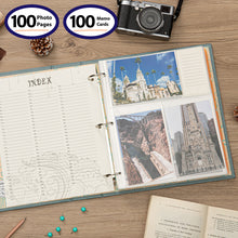 Load image into Gallery viewer, COFICE Photo Album 4x6 - 3 Ring Binder Large Picture Album Book with Index and Divider Sheets - Big Photobook with Acid-Free Pocket Sheets Holds up to 600 Photos - Elegant PU Leather Cover, Aquamarine