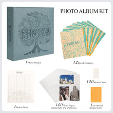 Load image into Gallery viewer, COFICE Photo Album 4x6 - 3 Ring Binder Large Picture Album Book with Index and Divider Sheets - Big Photobook with Acid-Free Pocket Sheets Holds up to 600 Photos - Elegant PU Leather Cover, Aquamarine