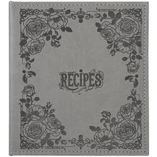 Load image into Gallery viewer, Recipe Book To Write In Your Own Recipes, 8.5x9.5 Recipe Ring Binder with PU faux leather cover, 4x6 Cards and Tabbed Dividers, Gray