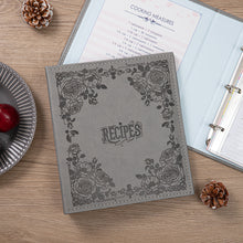 Load image into Gallery viewer, Recipe Book To Write In Your Own Recipes, 8.5x9.5 Recipe Ring Binder with PU faux leather cover, 4x6 Cards and Tabbed Dividers, Gray
