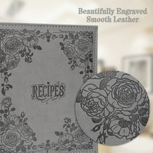 Load image into Gallery viewer, Recipe Book To Write In Your Own Recipes, 8.5x9.5 Recipe Ring Binder with PU faux leather cover, 4x6 Cards and Tabbed Dividers, Gray