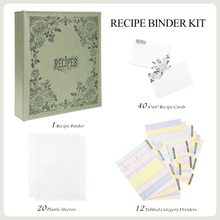 Load image into Gallery viewer, Recipe Book To Write In Your Own Recipes, 8.5x9.5 Recipe Ring Binder with PU faux leather cover, 4x6 Cards and Tabbed Dividers, Dark Green