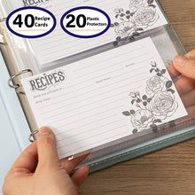 Load image into Gallery viewer, Recipe Book To Write In Your Own Recipes, 8.5x9.5 Recipe Ring Binder with PU faux leather cover, 4x6 Cards and Tabbed Dividers, Aquamarine