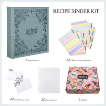 Load image into Gallery viewer, Recipe Book To Write In Your Own Recipes, 8.5x9.5 Recipe Ring Binder with PU faux leather cover, 4x6 Cards and Tabbed Dividers, Aquamarine