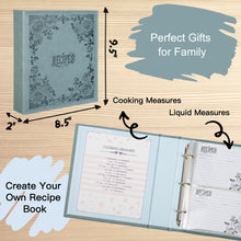 Load image into Gallery viewer, Recipe Book To Write In Your Own Recipes, 8.5x9.5 Recipe Ring Binder with PU faux leather cover, 4x6 Cards and Tabbed Dividers, Aquamarine