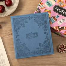 Load image into Gallery viewer, Recipe Book To Write In Your Own Recipes, 8.5x9.5 Recipe Ring Binder with PU faux leather cover, 4x6 Cards and Tabbed Dividers, Dark Blue