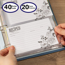 Load image into Gallery viewer, Recipe Book To Write In Your Own Recipes, 8.5x9.5 Recipe Ring Binder with PU faux leather cover, 4x6 Cards and Tabbed Dividers, Dark Blue