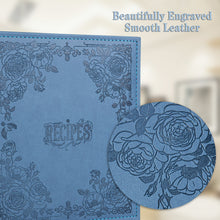 Load image into Gallery viewer, Recipe Book To Write In Your Own Recipes, 8.5x9.5 Recipe Ring Binder with PU faux leather cover, 4x6 Cards and Tabbed Dividers, Dark Blue