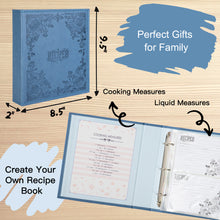 Load image into Gallery viewer, Recipe Book To Write In Your Own Recipes, 8.5x9.5 Recipe Ring Binder with PU faux leather cover, 4x6 Cards and Tabbed Dividers, Dark Blue