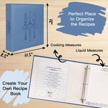 Load image into Gallery viewer, COFICE Recipe Binder – 8.5x11 3 Ring Blank Family Recipe Book Binder Kit to Write in Your Own Recipes with PU Faux Leather Cover and Plastic Sleeves (Dark Blue)