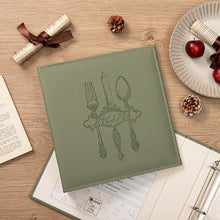Load image into Gallery viewer, COFICE Recipe Binder – 8.5x11 3 Ring Blank Family Recipe Book Binder Kit to Write in Your Own Recipes with PU Faux Leather Cover and Plastic Sleeves (Dark Green)