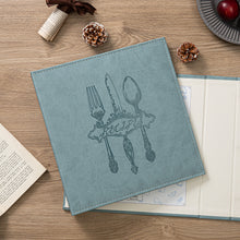 Load image into Gallery viewer, COFICE Recipe Binder – 8.5x11 3 Ring Blank Family Recipe Book Binder Kit to Write in Your Own Recipes with PU Faux Leather Cover and Plastic Sleeves (Aquamarine)