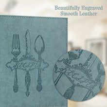 Load image into Gallery viewer, COFICE Recipe Binder – 8.5x11 3 Ring Blank Family Recipe Book Binder Kit to Write in Your Own Recipes with PU Faux Leather Cover and Plastic Sleeves (Aquamarine)