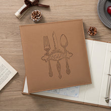 Load image into Gallery viewer, COFICE Recipe Binder – 8.5x11 3 Ring Blank Family Recipe Book Binder Kit to Write in Your Own Recipes with PU Faux Leather Cover and Plastic Sleeves (Brown)