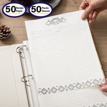 Load image into Gallery viewer, COFICE Recipe Binder – 8.5x11 3 Ring Blank Family Recipe Book Binder Kit to Write in Your Own Recipes with PU Faux Leather Cover and Plastic Sleeves (Brown)
