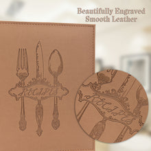 Load image into Gallery viewer, COFICE Recipe Binder – 8.5x11 3 Ring Blank Family Recipe Book Binder Kit to Write in Your Own Recipes with PU Faux Leather Cover and Plastic Sleeves (Brown)