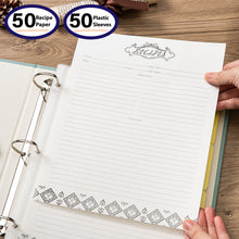 Load image into Gallery viewer, COFICE Recipe Binder – 8.5x11 3 Ring Blank Family Recipe Book Binder Kit to Write in Your Own Recipes with PU Faux Leather Cover and Plastic Sleeves (Light Green)