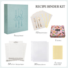 Load image into Gallery viewer, COFICE Recipe Binder – 8.5x11 3 Ring Blank Family Recipe Book Binder Kit to Write in Your Own Recipes with PU Faux Leather Cover and Plastic Sleeves (Light Green)