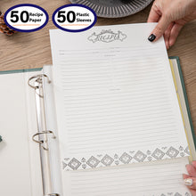 Load image into Gallery viewer, COFICE Recipe Binder with Plastic Sleeves 8.5x11 3 Ring Organizer Blank Family Recipe Book Kit to Write in Your Own Recipes Faux Leather Cover (Green)