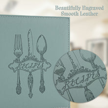 Load image into Gallery viewer, COFICE Recipe Binder with Plastic Sleeves 8.5x11 3 Ring Organizer Blank Family Recipe Book Kit to Write in Your Own Recipes Faux Leather Cover (Green)