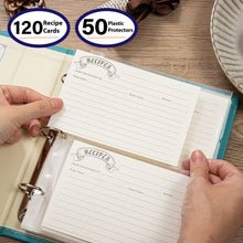 Load image into Gallery viewer, COFICE Recipe Binder Book to Write in Your Own Recipes with Plastic Sleeves, Blank Family Recipe Cards Organizer Kit (Blue)