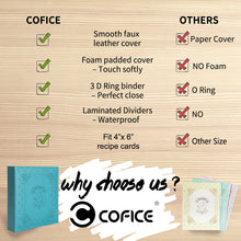 Load image into Gallery viewer, COFICE Recipe Binder Book to Write in Your Own Recipes with Plastic Sleeves, Blank Family Recipe Cards Organizer Kit (Blue)