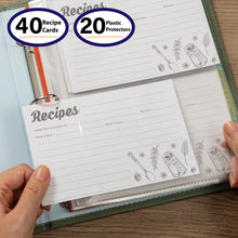 Load image into Gallery viewer, COFICE Recipe Binder Book with Plastic Sleeves Cards 3 Ring Small Cookbook Organizer, Dark Green