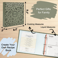 Load image into Gallery viewer, COFICE Recipe Binder Book with Plastic Sleeves Cards 3 Ring Small Cookbook Organizer, Dark Green
