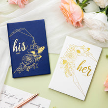 Load image into Gallery viewer, COFICE Vow Books for Wedding, His and Hers Marriage Vows to Remember Renewal Brides Journal, Leather Hardcover Booklet Keepsake, Bridal Shower Gift, Set of 2,White & Navy Blue