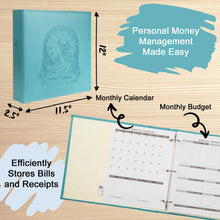 Load image into Gallery viewer, COFICE Budget Planner Binder and Monthly Bill Organizer (11.5" x 12" x 2.5") - Budget Book with Pocket Dividers for Bills and Invoices - Personal Expense Tracker for Financial Management (Blue)