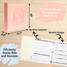 Load image into Gallery viewer, COFICE Budget Planner Binder and Monthly Bill Organizer (11.5" x 12" x 2.5") - Budget Book with Pocket Dividers for Bills and Invoices - Personal Expense Tracker for Financial Management (Pink)