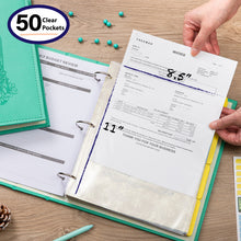 Load image into Gallery viewer, COFICE Budget Planner Binder and Monthly Bill Organizer (11.5" x 12" x 2.5") - Budget Book with Pocket Dividers for Bills and Invoices - Personal Expense Tracker for Financial Management (Green)