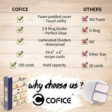 Load image into Gallery viewer, 3 Ring, 8.5x9.5 Recipe Binder, 4x6 Cards and Tabbed Dividers, Seasoning Design