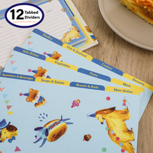 Load image into Gallery viewer, 8x9 Recipe Binder, 4x6 Recipe Cards and Tabbed Dividers, Dog Design