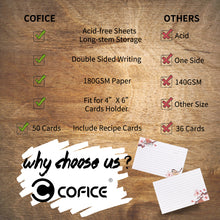 Load image into Gallery viewer, COFICE Recipe Cards 4x6 Inch, Cut Thicken Card Stock Double Sided Recipe Cards, 50-Pack (Flower)
