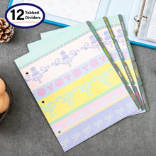 Load image into Gallery viewer, 8.5x9.5 Recipe Ring Binder with PU Faux Leather Cover, 4x6 Cards and Tabbed Dividers, Blue