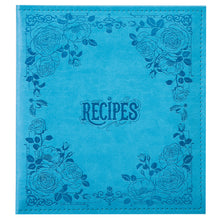 Load image into Gallery viewer, 8.5x9.5 Recipe Ring Binder with PU Faux Leather Cover, 4x6 Cards and Tabbed Dividers, Blue