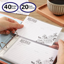 Load image into Gallery viewer, COFICE Recipe Binder – Recipe Book To Write In Your Own Recipes, 8.5x9.5 Recipe Ring Binder with PU Faux Leather Cover, 4x6 Cards and Tabbed Dividers, Pink