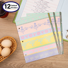 Load image into Gallery viewer, Recipe Book To Write In Your Own Recipes, 8.5x9.5 Recipe Ring Binder with PU faux leather cover, 4x6 Cards and Tabbed Dividers, Green