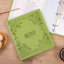 Load image into Gallery viewer, Recipe Book To Write In Your Own Recipes, 8.5x9.5 Recipe Ring Binder with PU faux leather cover, 4x6 Cards and Tabbed Dividers, Green