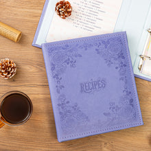 Load image into Gallery viewer, COFICE Recipe Book To Write In Your Own Recipes, 8.5x9.5 Recipe Ring Binder with PU faux leather cover, 4x6 Cards and Tabbed Dividers,Purple