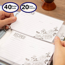 Load image into Gallery viewer, COFICE Recipe Book To Write In Your Own Recipes, 8.5x9.5 Recipe Ring Binder with PU faux leather cover, 4x6 Cards and Tabbed Dividers,Purple