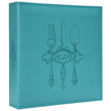 Load image into Gallery viewer, COFICE Recipe Binder – 8.5x11 3 Ring Blank Family Recipe Book Binder Kit to Write in Your Own Recipes with PU Faux Leather Cover and Plastic Sleeves (Blue)